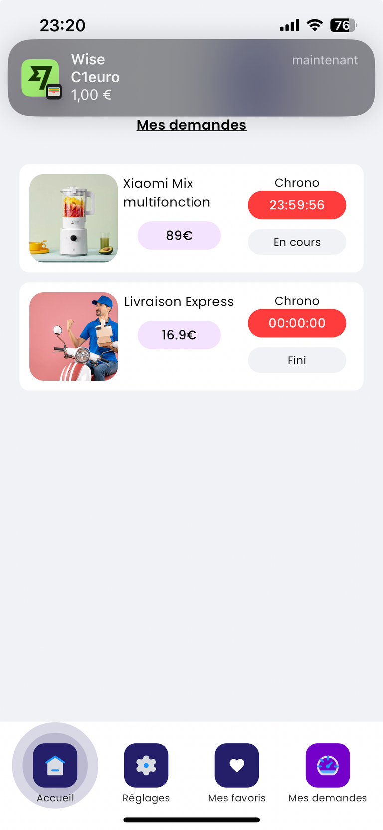 Visualiser tous vos demandes et finaliser vos achats