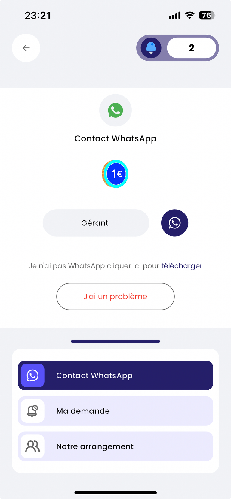 Contact direct avec le professionnel pour finaliser la commande