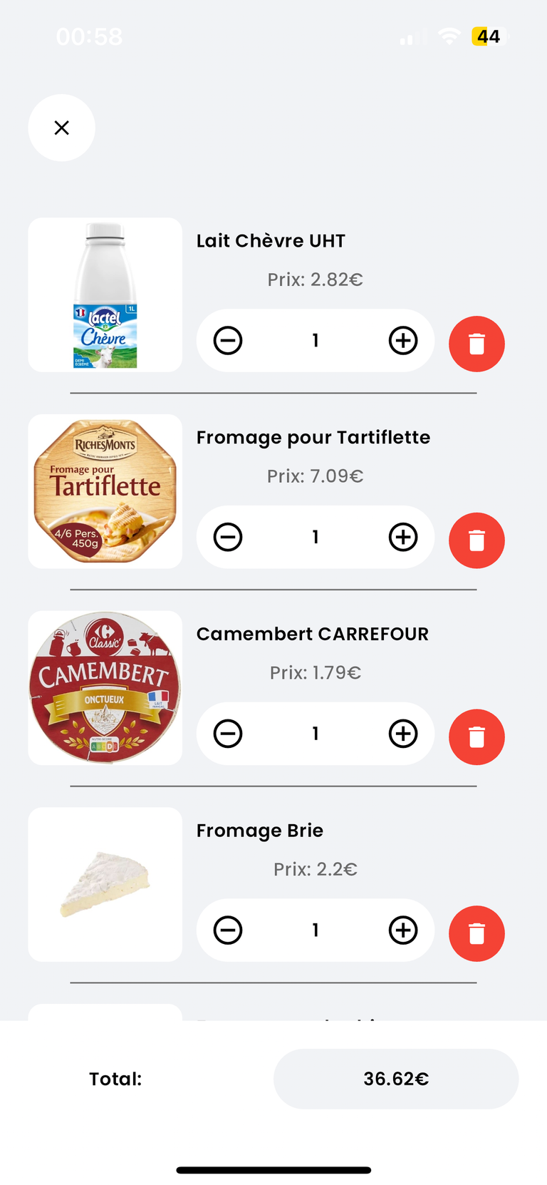 Récapitulatif des commandes
